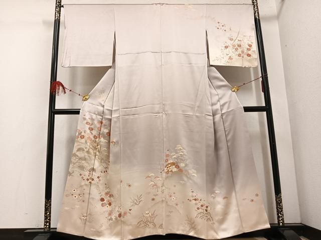 平和屋着物□訪問着 駒刺繍 御所車草花文 暈し染め 金彩 鈴乃屋扱い