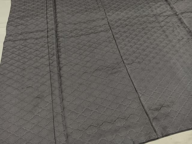 平和屋着物□上質な色無地 花青海波地紋 鳩羽鼠色 正絹 逸品