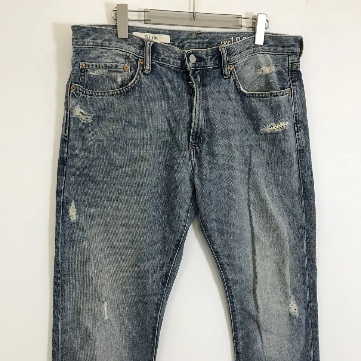 GAP - 新品 スリムフィットデニム W36 濃紺 脇割り ヒゲ ストレッチ 