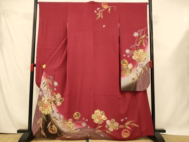 平和屋着物□豪華振袖 刺繍 吉祥花蝶文 暈し染め 金糸 金彩 正絹 逸品