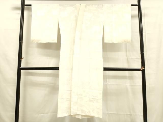 平和屋着物●長襦袢　無双仕立て　舞花弁　万寿菊地紋　正絹　逸品　CAAX1105vf 平和屋着物□長襦袢 無双仕立て 草花地紋 生成り色 正絹 逸品