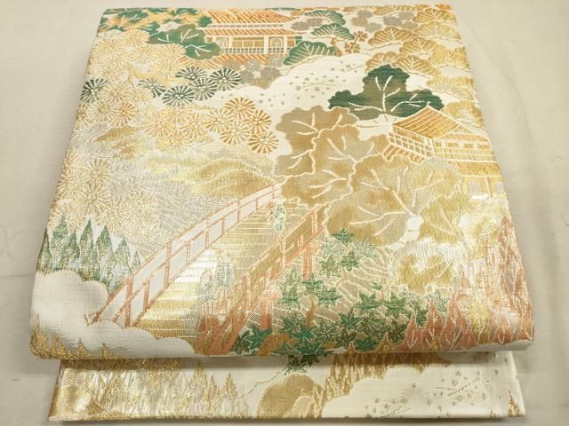 平和屋着物◎佐賀錦 六通柄袋帯 浩彩二重縦 金銀糸 正絹 逸品