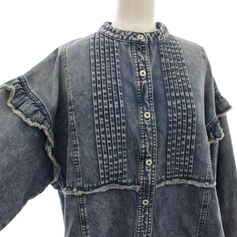 ローズバッド ROSE BUD デニムフリルシャツ USED加工 長袖 シャツ F 青
