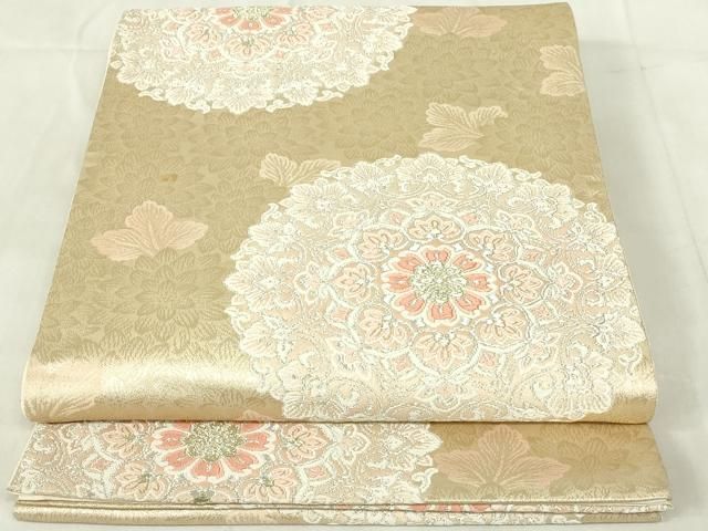 平和屋着物◎六通柄袋帯 唐織 正倉院花文 金銀糸 正絹 逸品 DABB2554qp