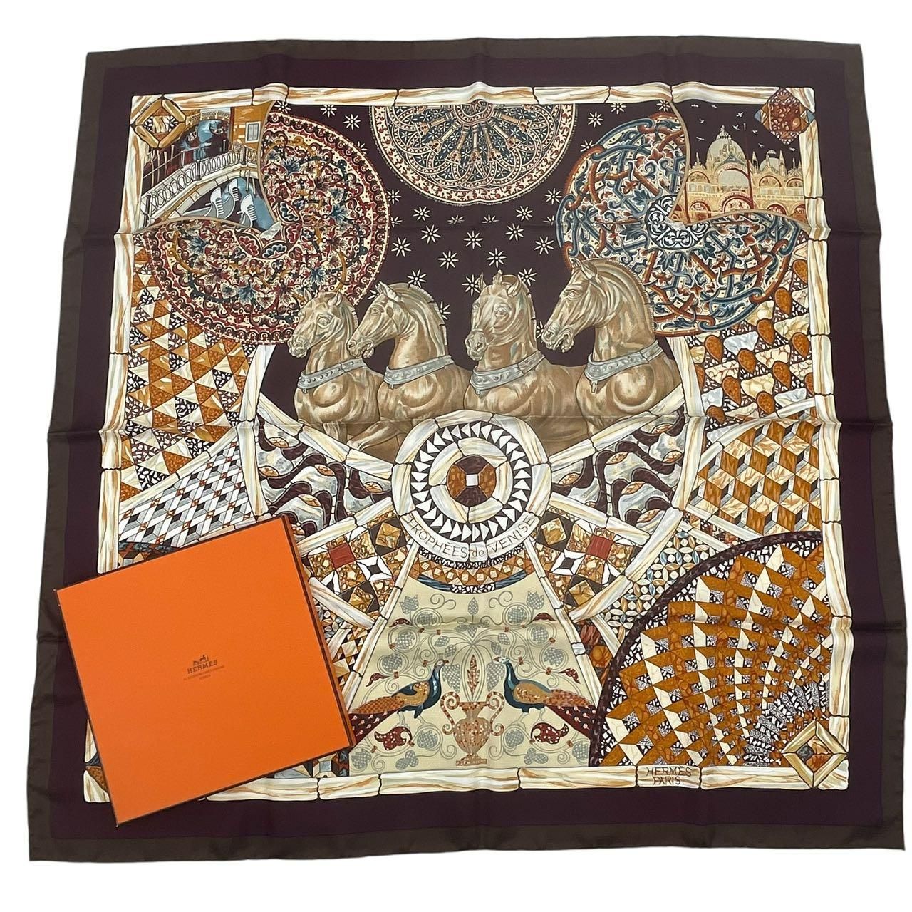 新品同様 HERMES エルメス カレ90 ヴェニスの勝利 TROPHEES de VENISE