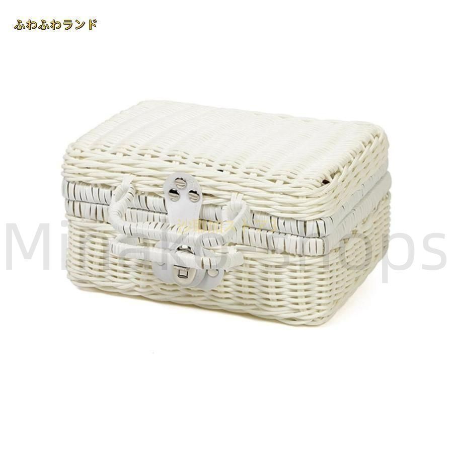 【美品】ピクニックバスケット 蓋付き ホワイト 新品?未使用】 ピクニックバスケット 蓋付き かご おしゃれ バスケット