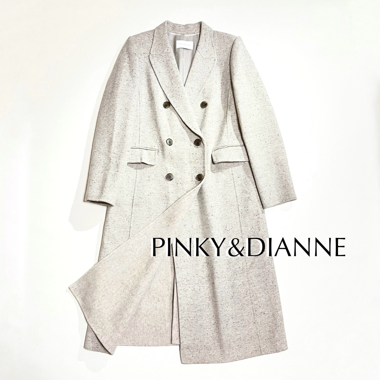 cY10 PINKY&DIANNE 2024AW 定9万 未使用級 ヘリンボンリバーコート 