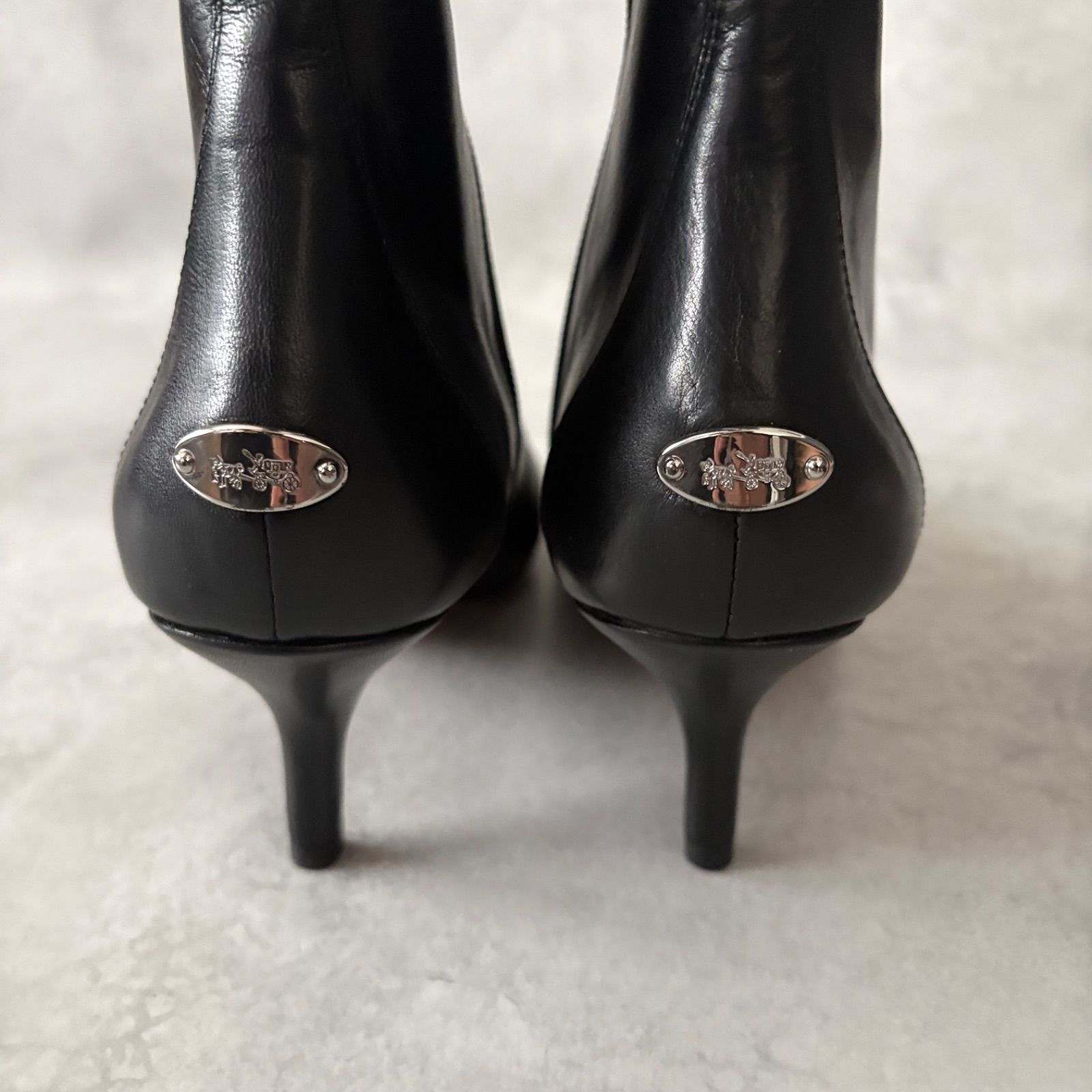 極美品 コーチ COACH ロングブーツ サイズ39 レザー ブラック 馬車金具