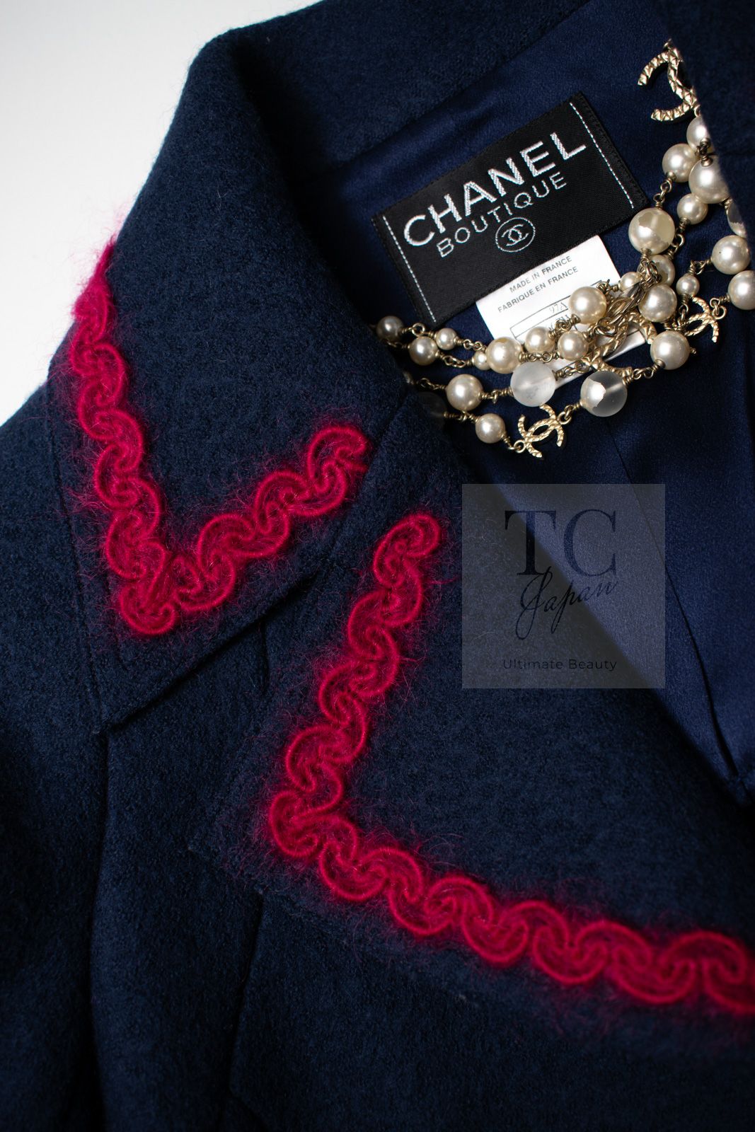 シャネル ジャケット CHANEL ヴィンテージ ネイビー レッド トリミング