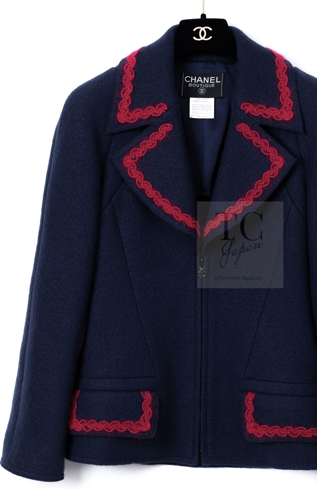 シャネル ジャケット CHANEL ヴィンテージ ネイビー レッド トリミング