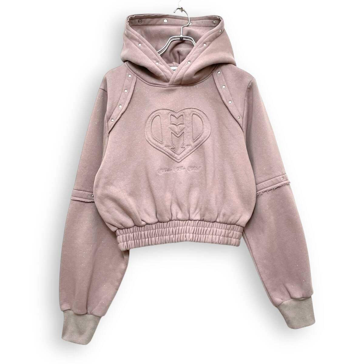 H heart logo rhinestone zip hoodie – YZ H heart logo rhinestone