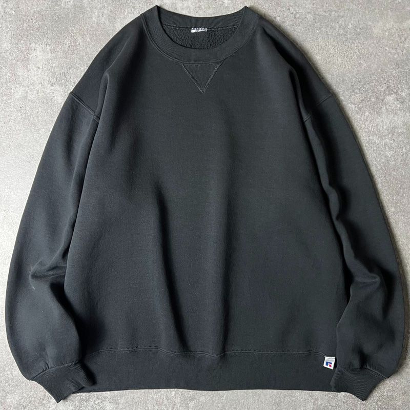 90s Russell 無地スウェット 前V ブラック メキシコ製 ラッセル 90s ラッセルアスレチック 無地スウェット メキシコ製 ブラック 90s