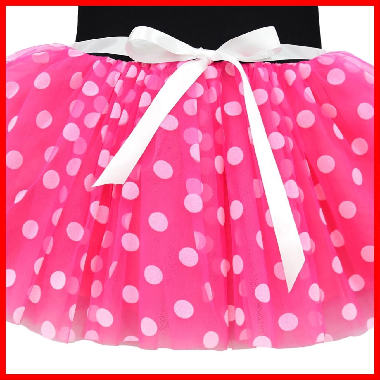 【特価商品】[Dressy Daisy] ベビー ミニー 風 ガールズ 水玉 ドット柄 コスチューム 誕生日 パーティー レッド ピンク パープル ホトピンク チュールスカート カチューシャ付