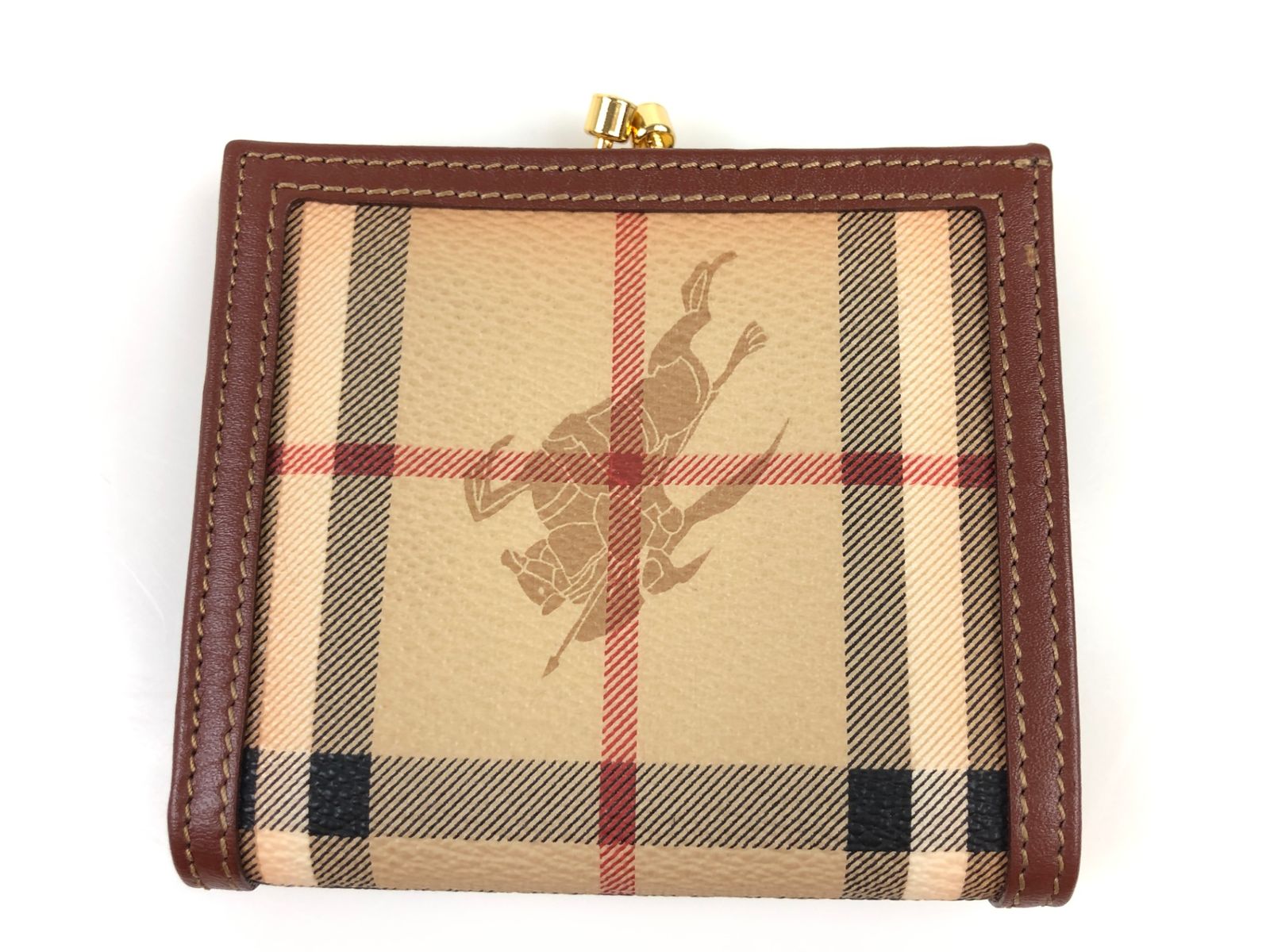 ✨美品✨BURBERRY バーバリー 二つ折り財布 がま口 レザー ベージュ BURBERRY（バーバリー） 【ウィンターSALE☆30%OFFクーポン