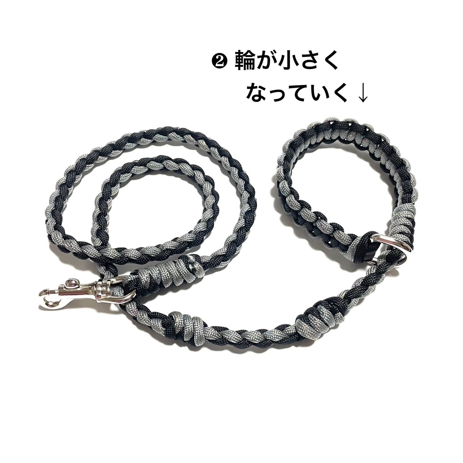 ペット用品 犬用リード ☆しつけ用ショートリード☆ パラコード ラメ黒