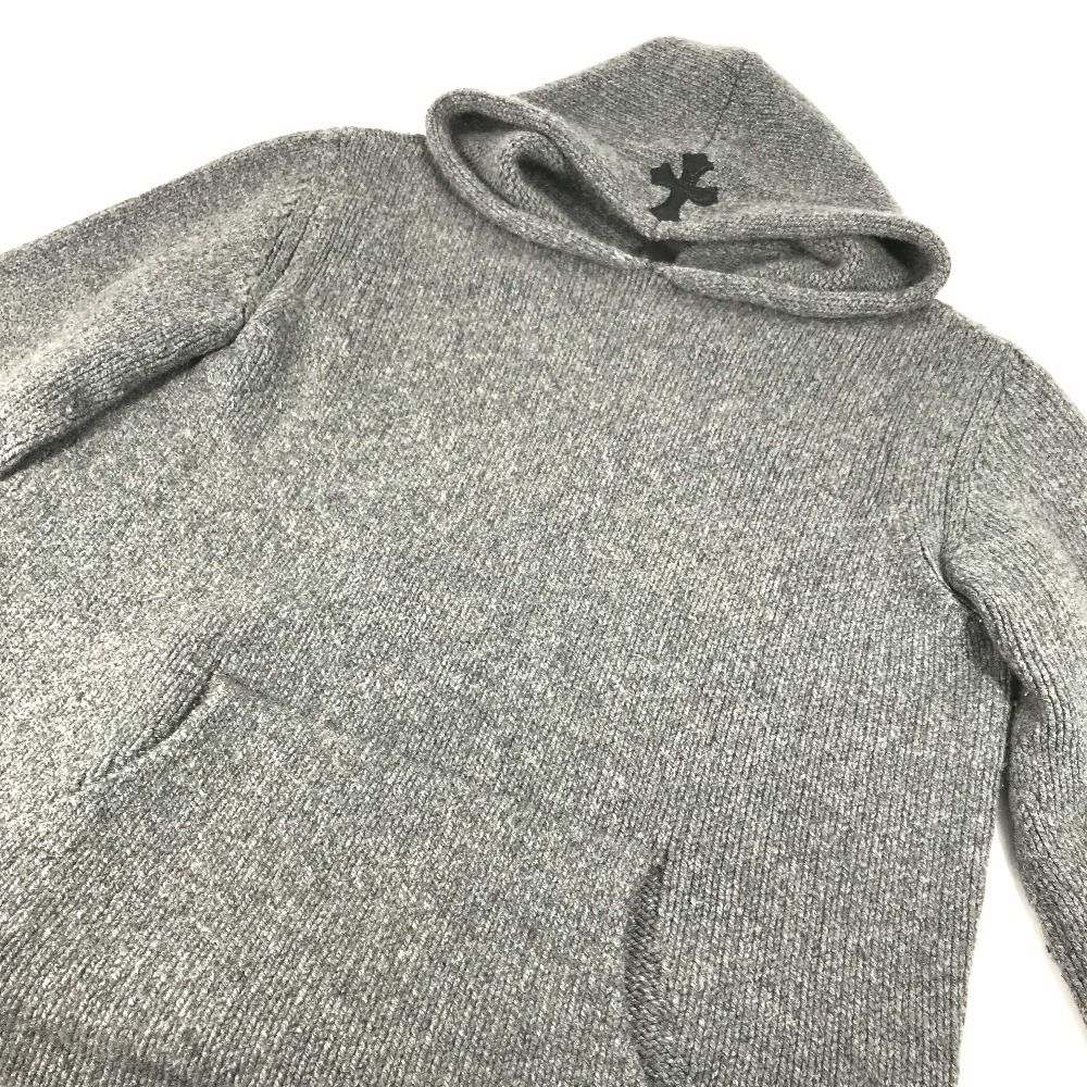 CHROME HEARTS クロムハーツ ニット パーカー レザーパッチ 革タグ