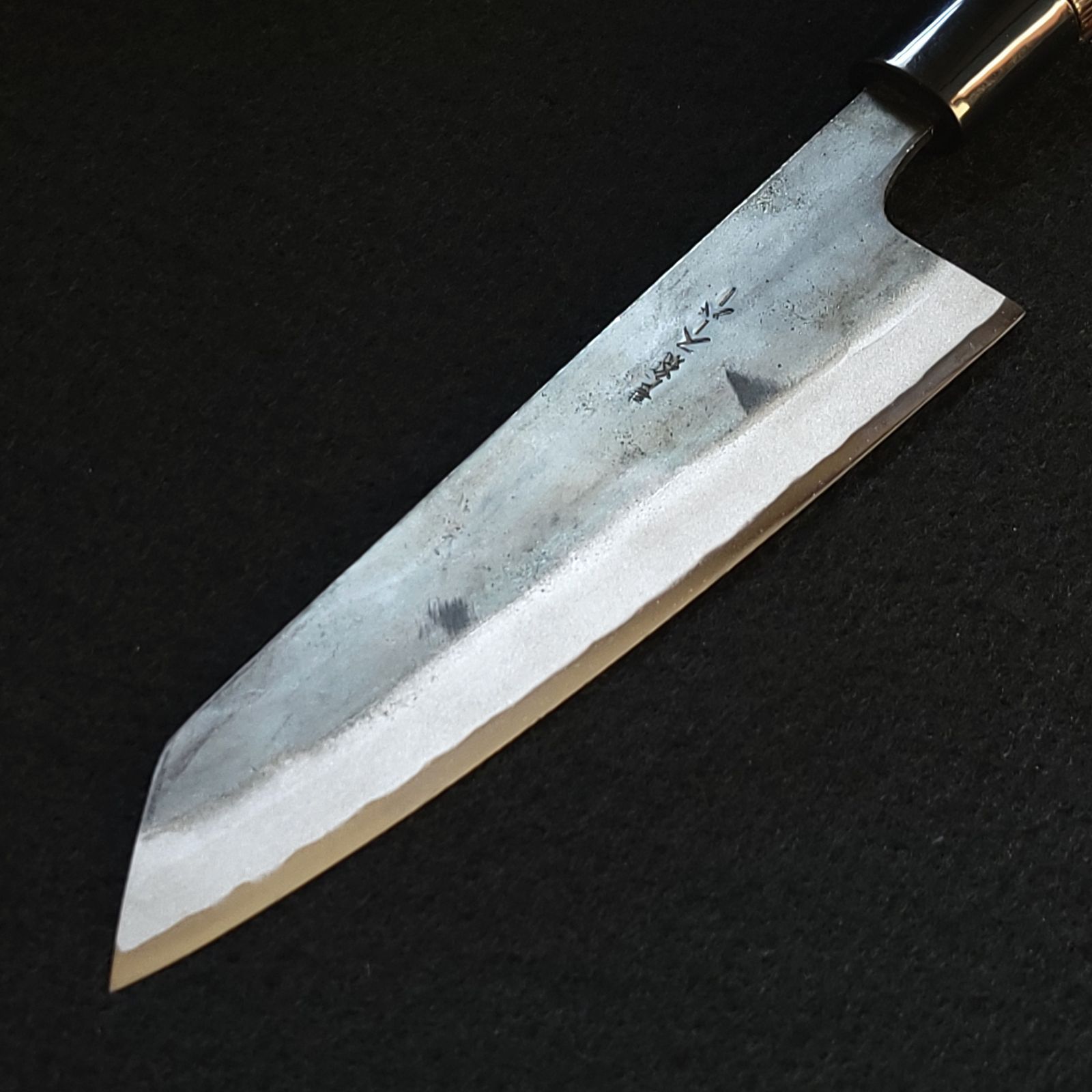 青紙1号 黒打 万能包丁 165㎜ #8026 焼栗柄 月光作 日本製 現品】青紙1号 黒打 万能包丁 165㎜ #8026 焼栗柄 月光作
