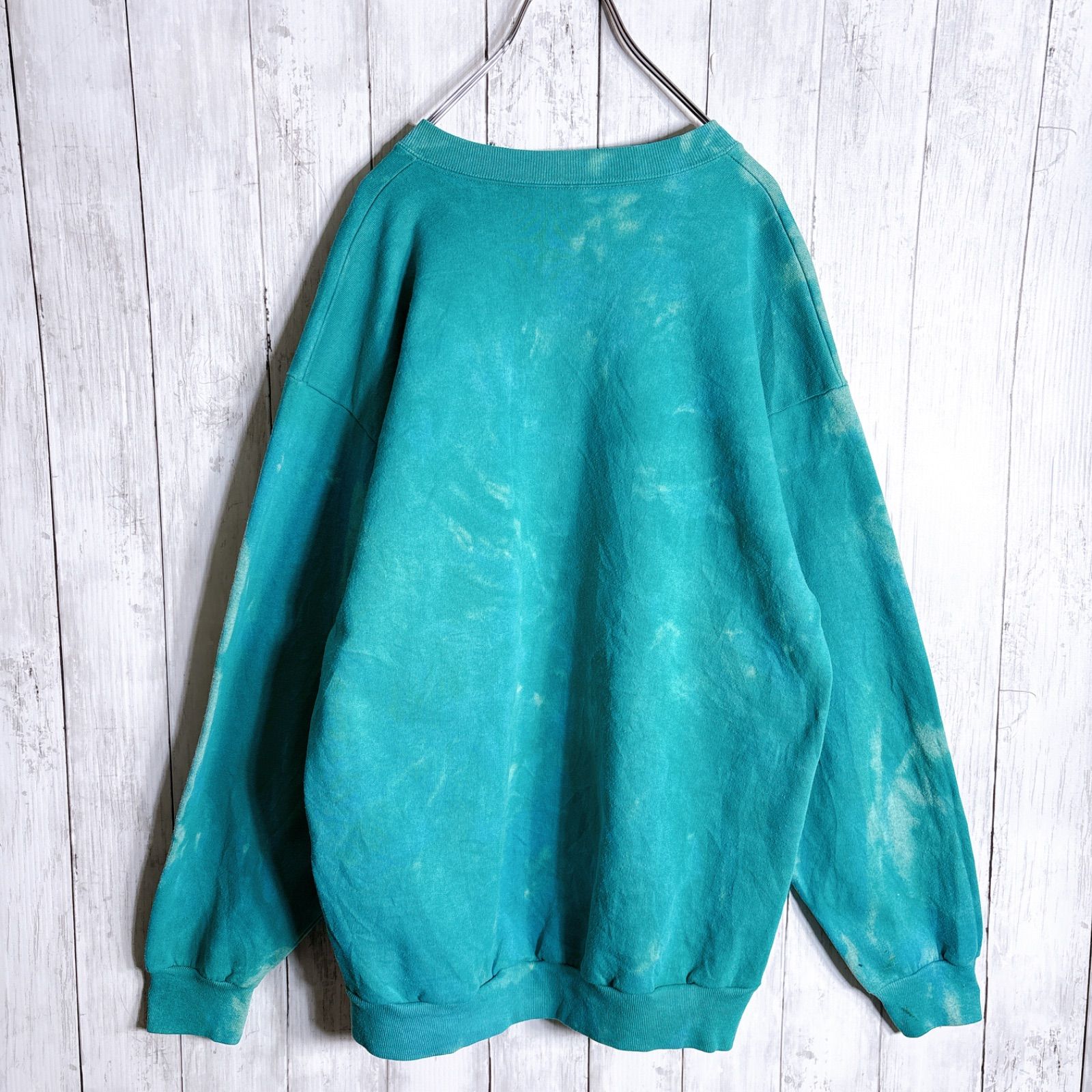 入手困難】80s Vintage 古着 ターコイズ タイダイ ブリーチ スウェット 