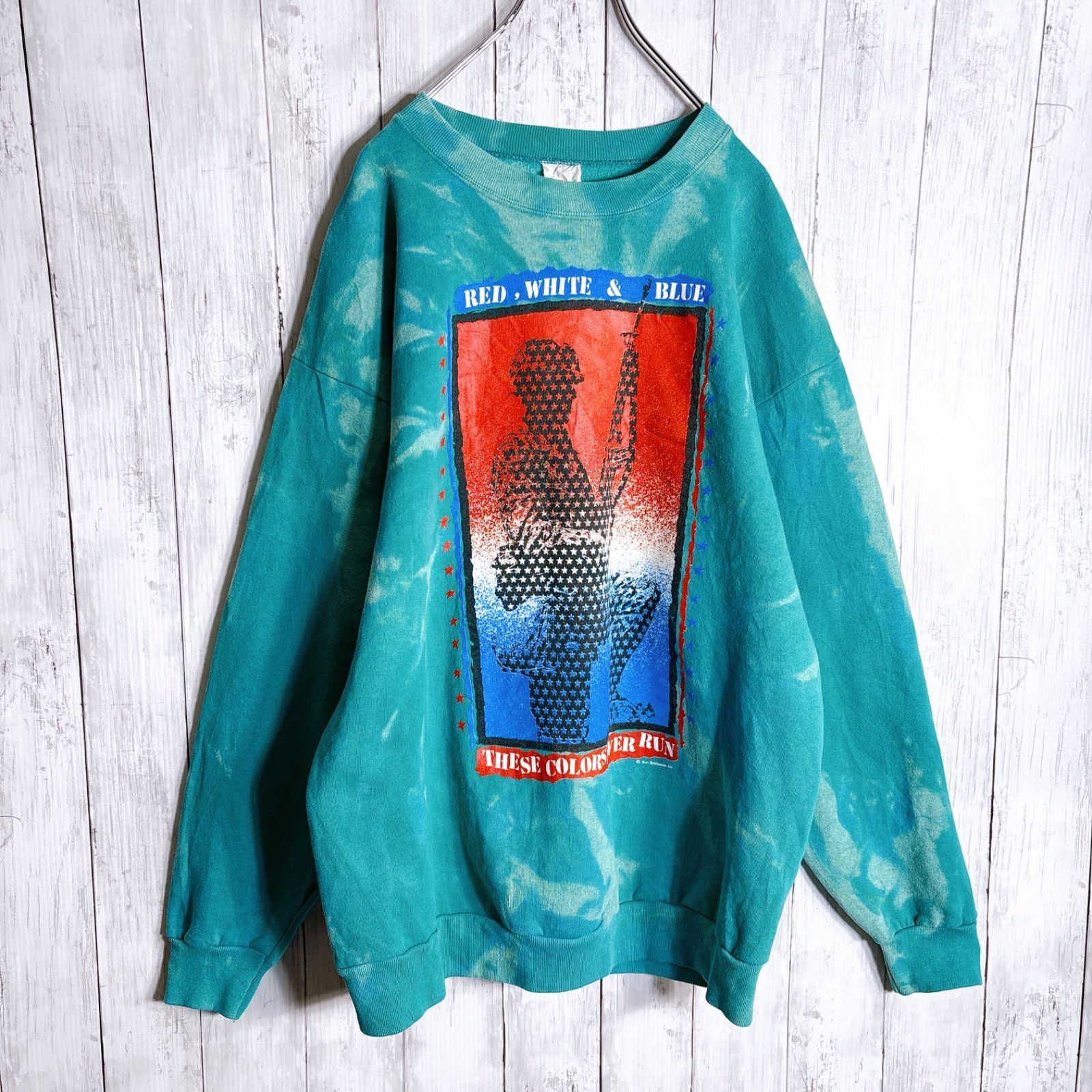 入手困難】80s Vintage 古着 ターコイズ タイダイ ブリーチ スウェット