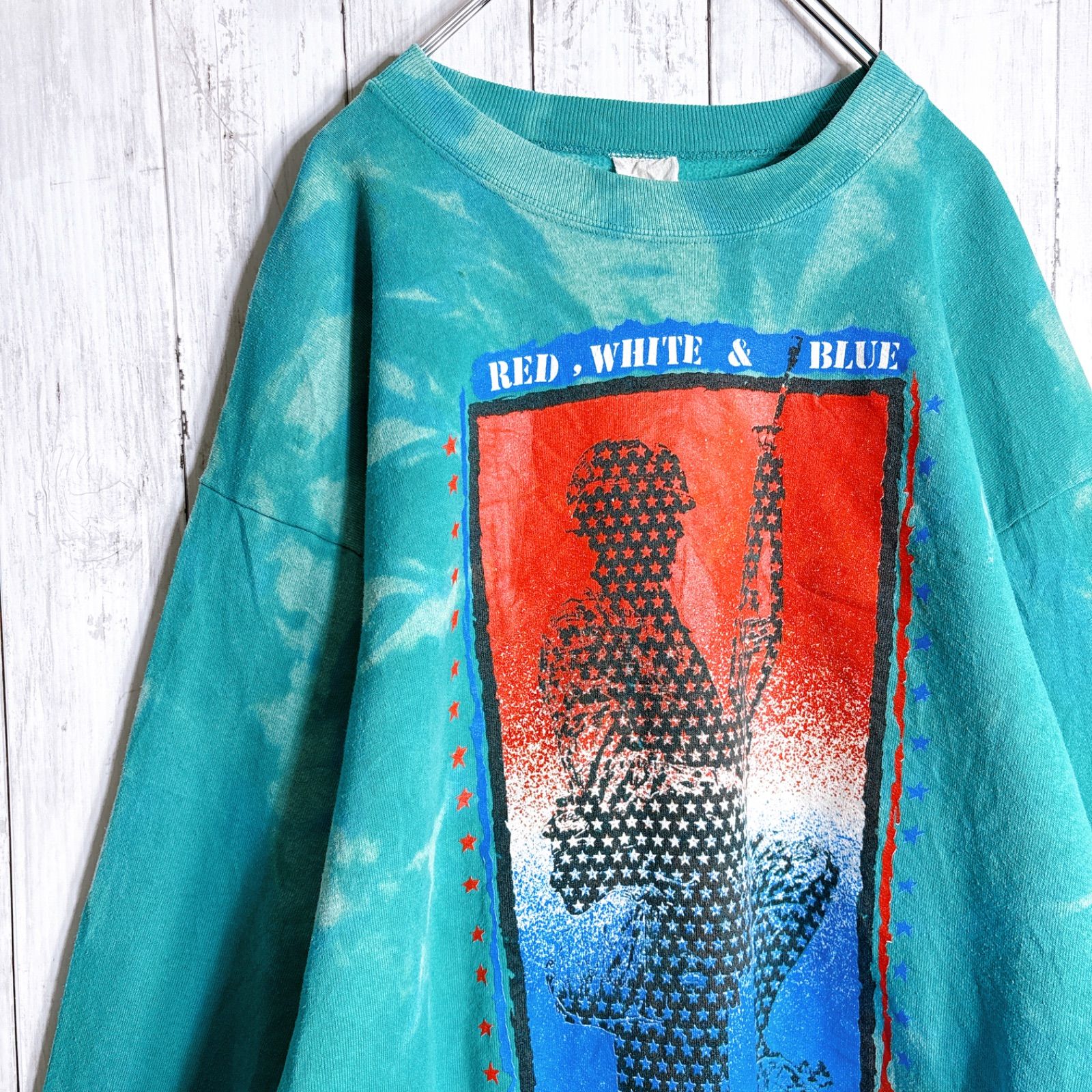 古着 ビンテージ 80s 90s スウェット 空 タイダイ ブリーチ トレーナー 入手困難】80s Vintage 古着 ターコイズ タイダイ ブリーチ スウェット