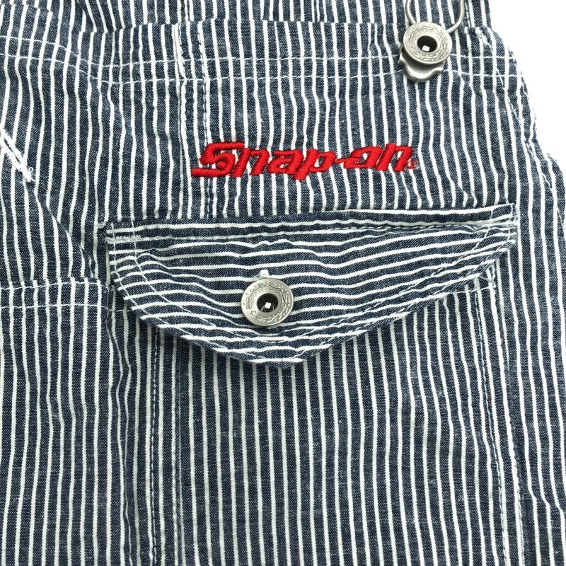 値下げ⭐︎Snap-on ストライプ オーバーオール 中古】Snap-on オーバーオール ストライプ柄 GE-924 サイズL[91