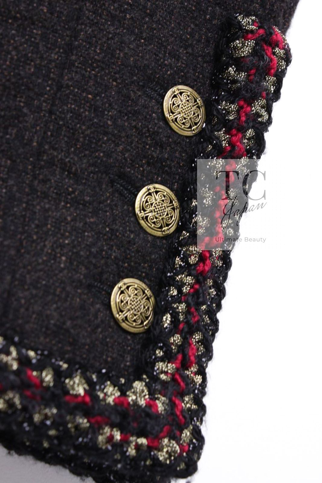 シャネル ワンピース コート CHANEL 117万 ダーク ブラウン メタリック  