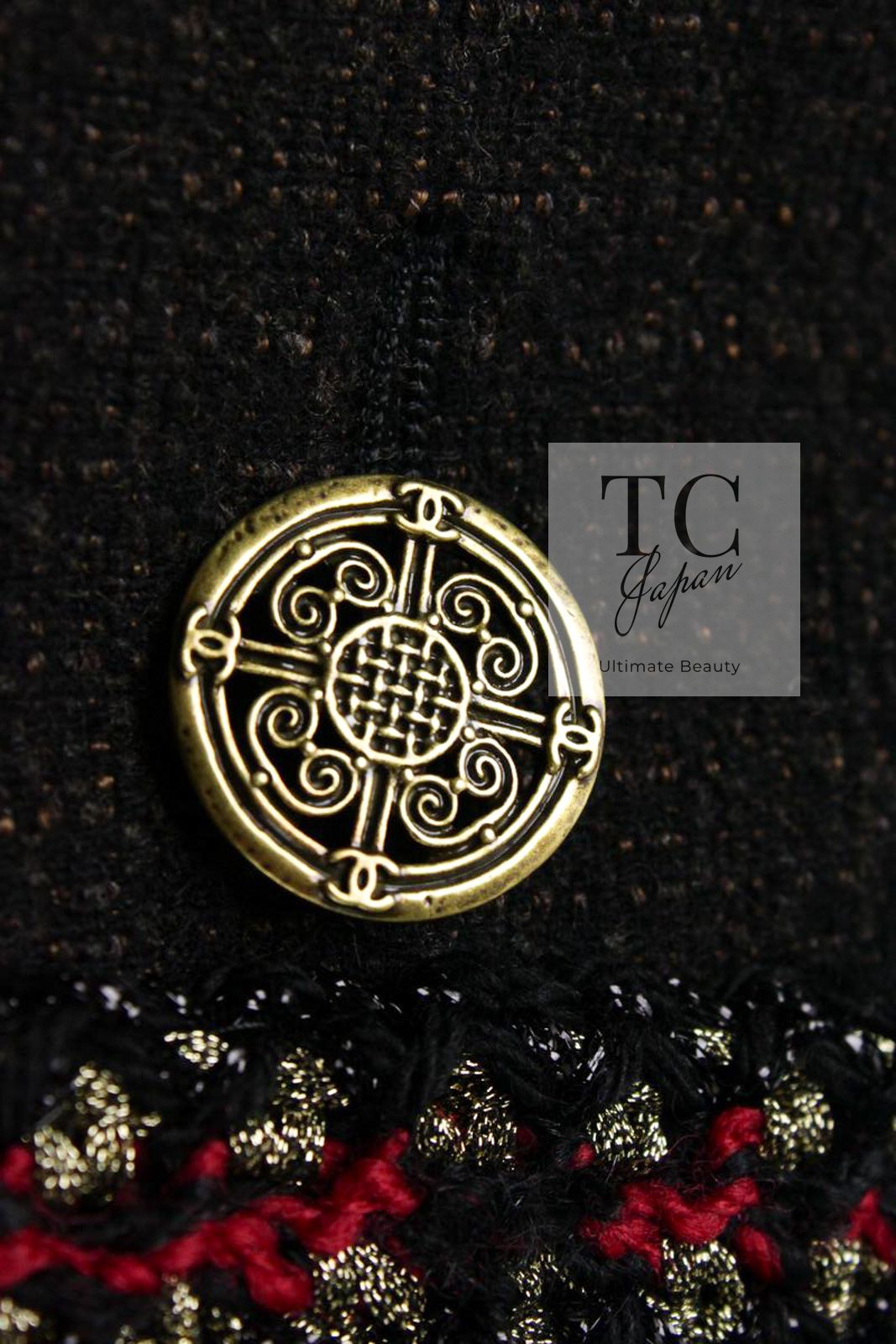 シャネル ワンピース コート CHANEL 117万 ダーク ブラウン メタリック  