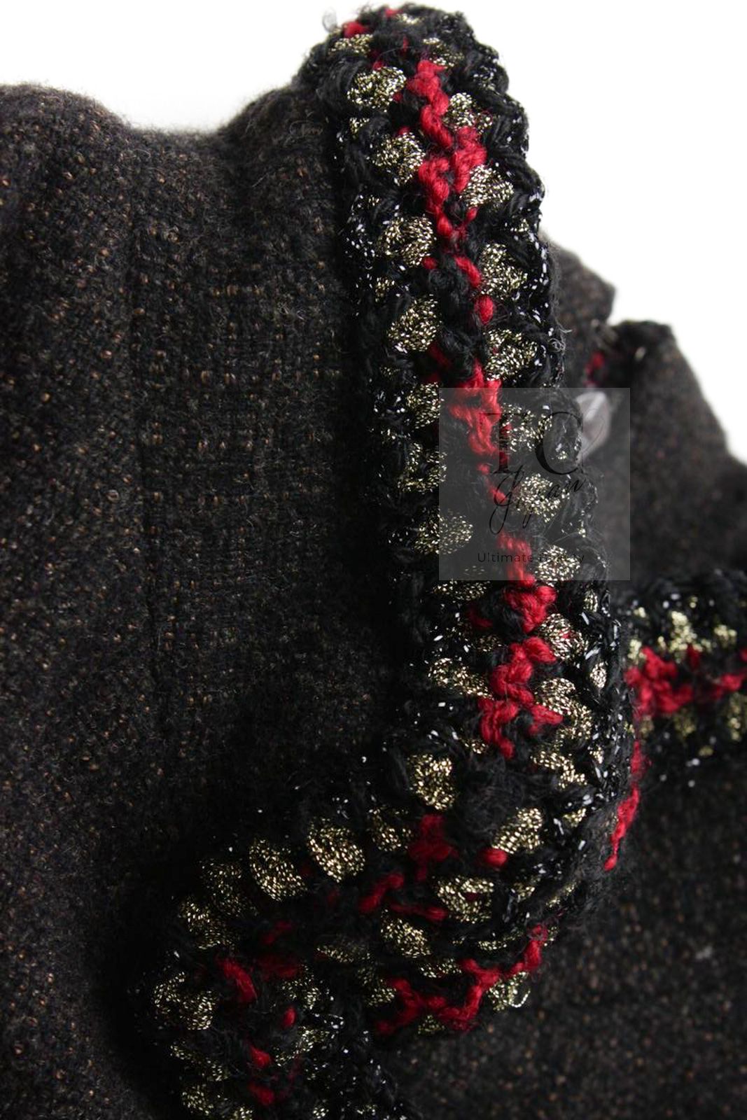 シャネル ワンピース コート CHANEL 117万 ダーク ブラウン メタリック  