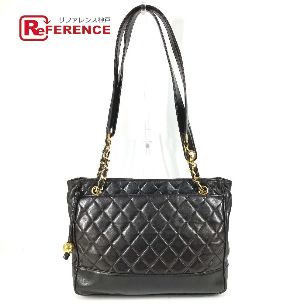 CHANEL ブラック キルティング ショルダーバッグ マトラッセ CHANEL シャネル ショルダーバッグ キルティング マトラッセ レザー