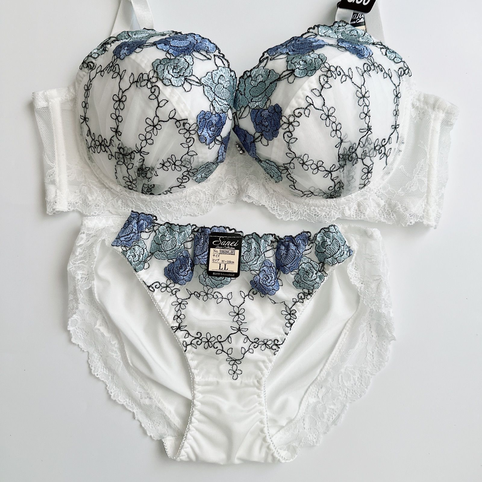 【新品】サンホワイト8本セット sanei/サンエイ/10608GHIWH/ブラショーツセット/ホワイト/脇高ブラ/G80