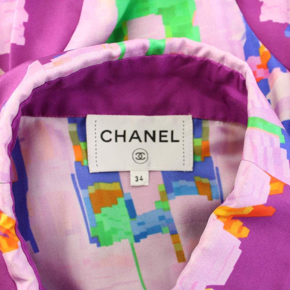 【極希少】CHANEL シャネル シルク100% シャツワンピース ピンク 38 シャネル CHANEL 17AW シャツワンピース 半袖 ロング フルジップ