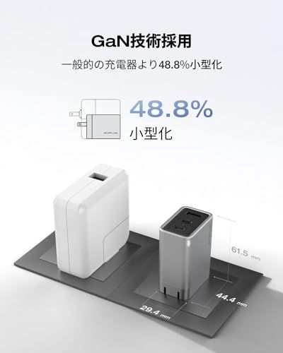  迅速に発送 EcoFlow 65 W 急速充電器 1 m充電ケーブル付き ポート3つ PD 3 0対応 PPS規格対応 GaN 窒化ガリウム 採用 3台同時充電 折りたたみ式プラグ コンパクトキューブ型 ACアダプター MacBook Windo 26 a 83842 その他 キッチン 食器