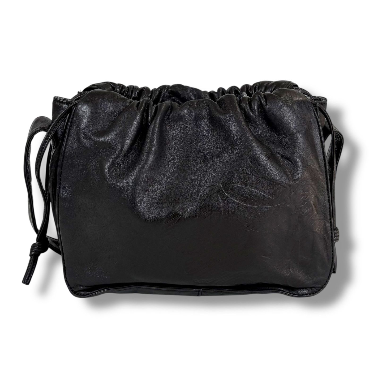 ロエベ LOEWE 巾着型 ミニショルダーバッグ ナッパレザー ブラック 黒 
