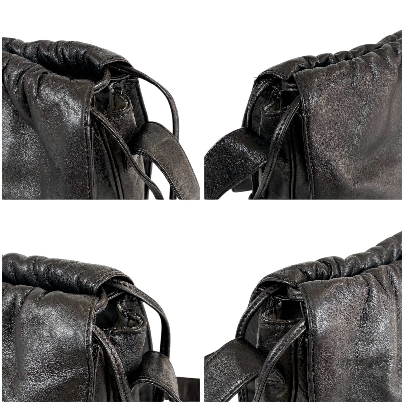 ロエベ LOEWE 巾着型 ミニショルダーバッグ ナッパレザー ブラック 黒