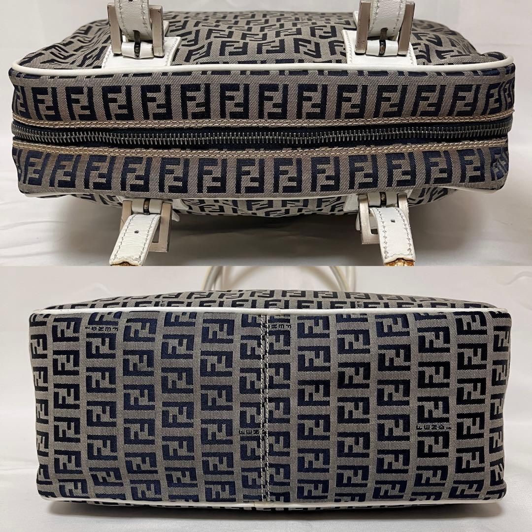 FENDI フェンディ ハンドバッグ ズッキーノ FF キャンバス ネイビー 