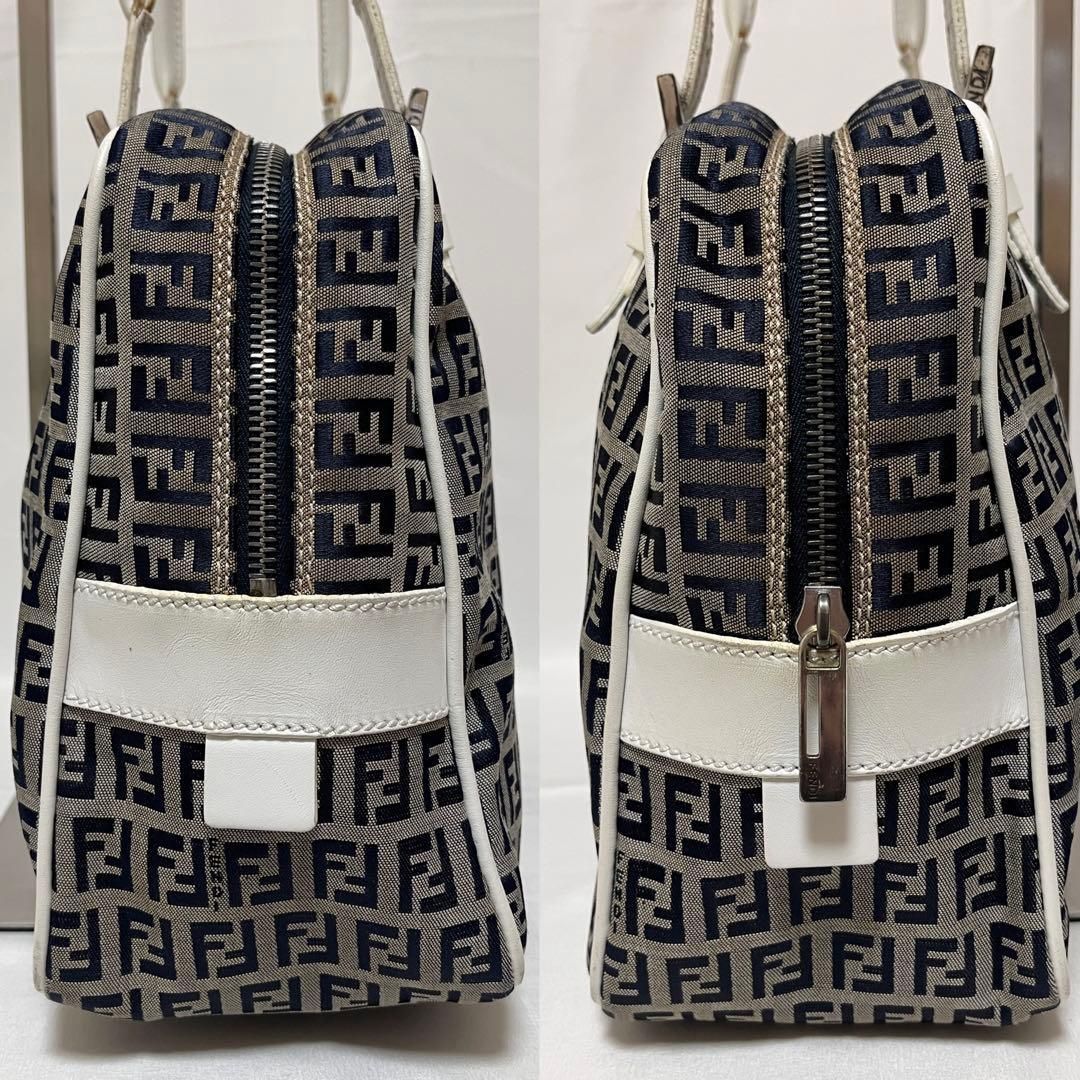FENDI フェンディ ハンドバッグ ズッキーノ FF キャンバス ネイビー
