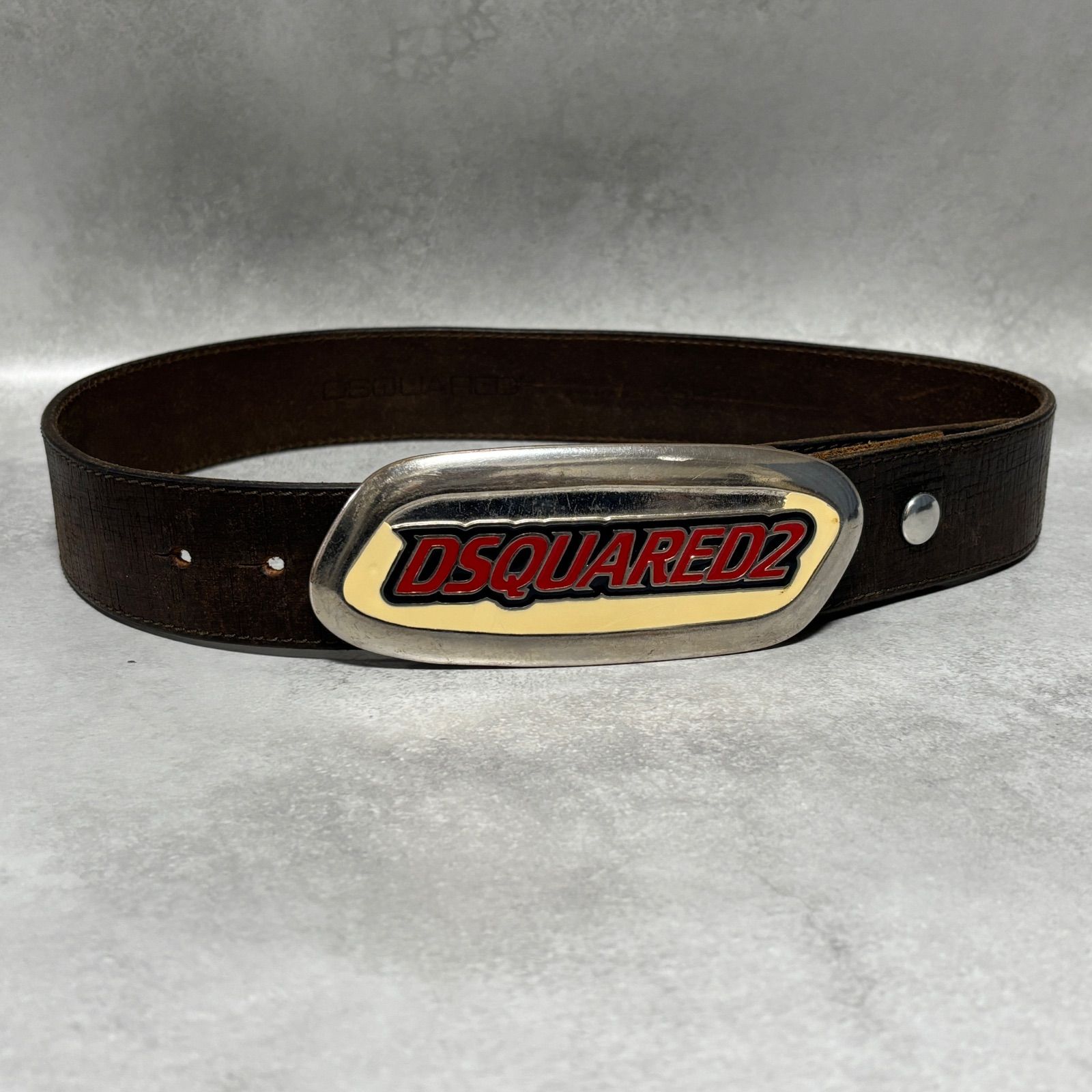 DSQUARED2 ディースクエアード ロゴバックル レザーベルト ブラウン