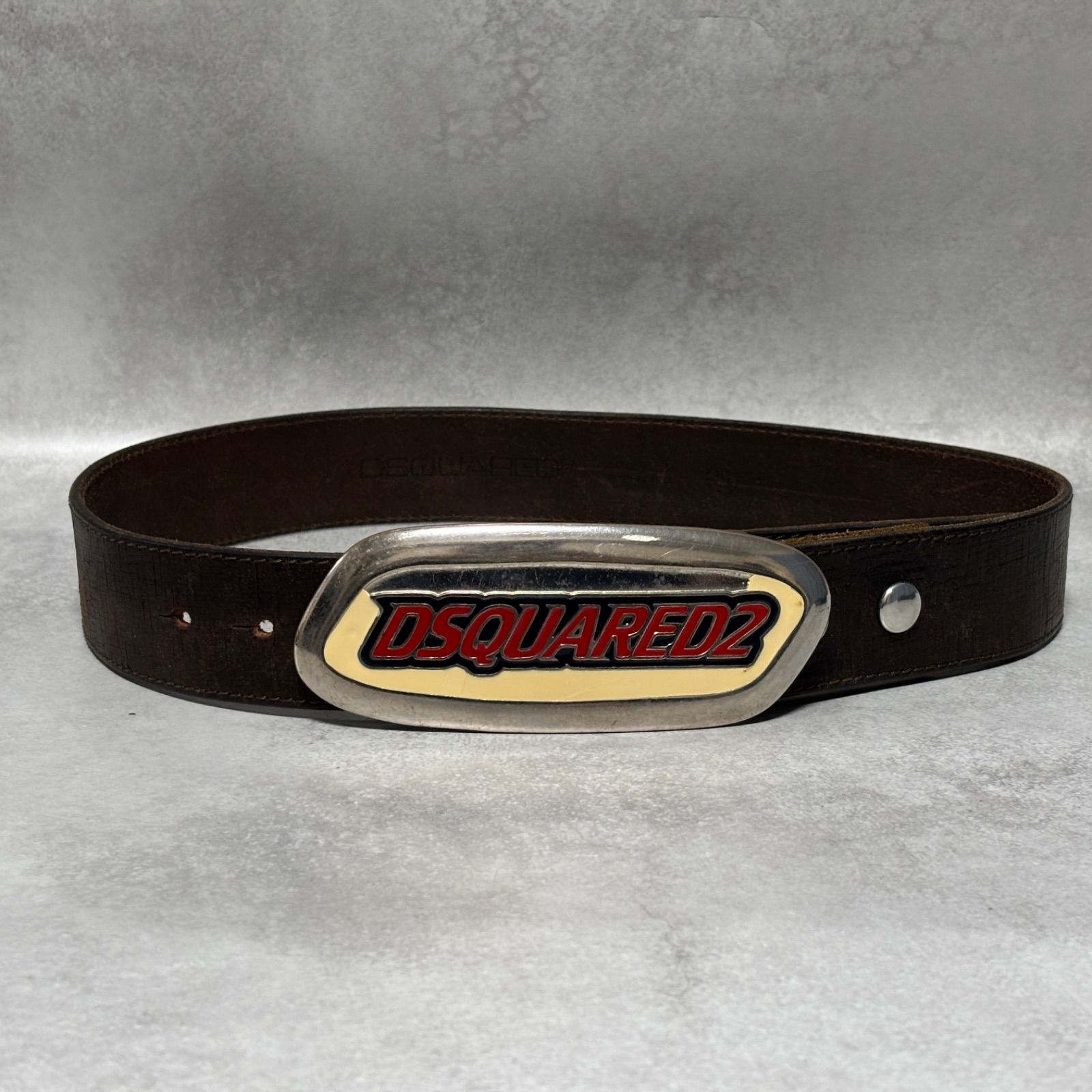 DSQUARED2 ディースクエアード ロゴバックル レザーベルト ブラウン