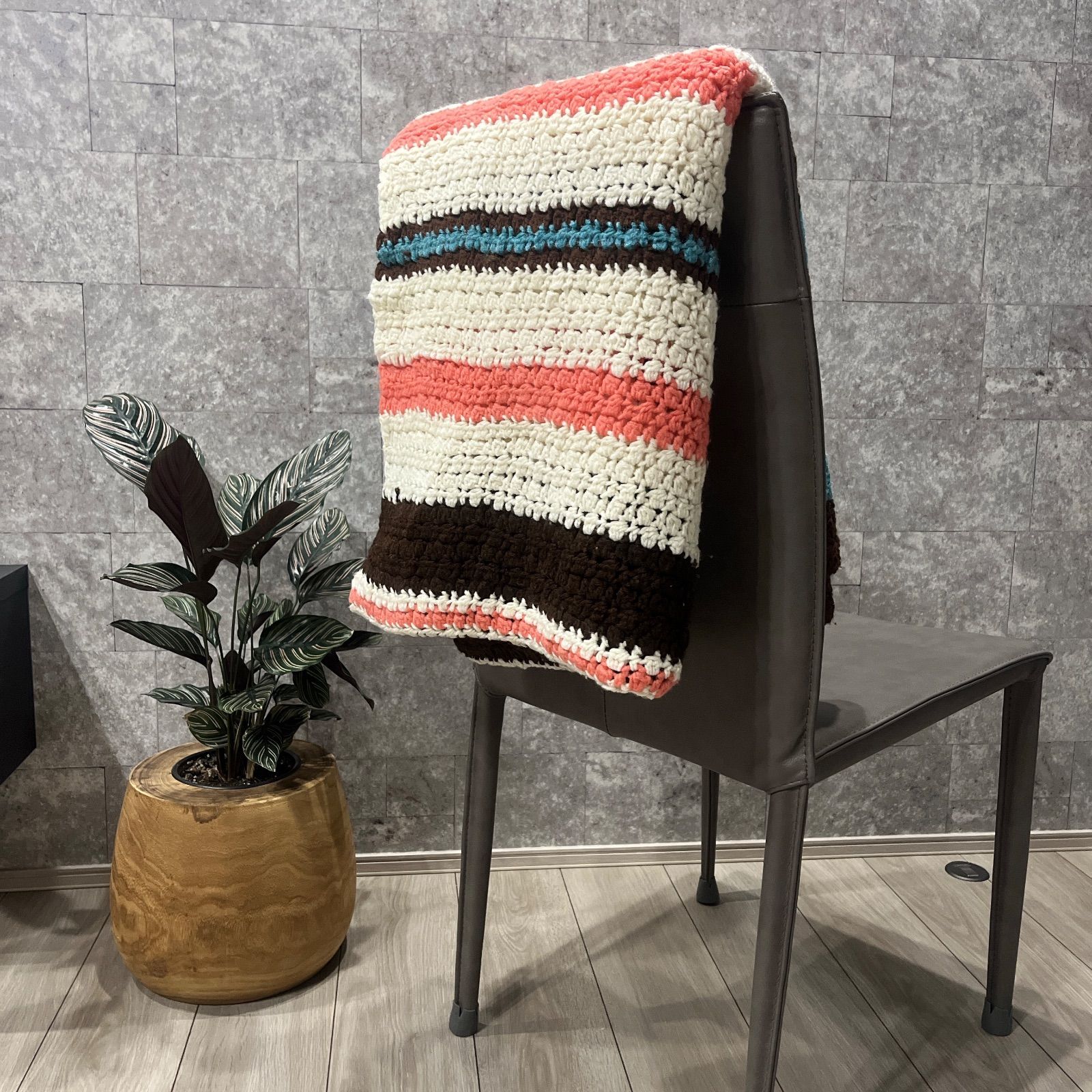 大判 グラニーニット ブランケット ラグ・ソファーカバー インポート