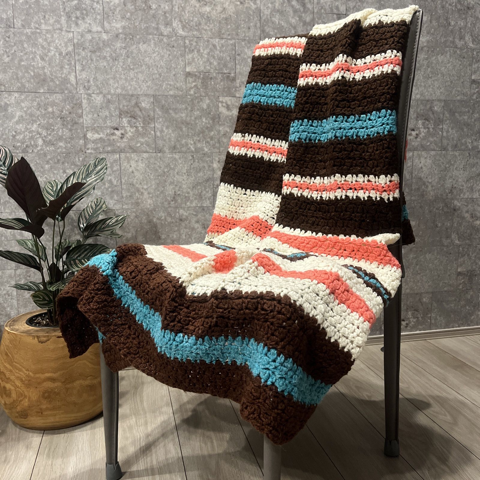 大判 グラニーニット ブランケット ラグ・ソファーカバー インポート