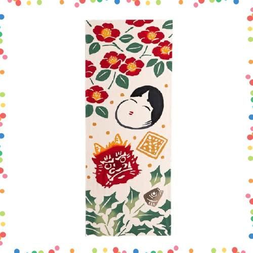 人気商品】かまわぬ 注染 手ぬぐい 節分福椿 日本製 サイズ：33cm×90cm
