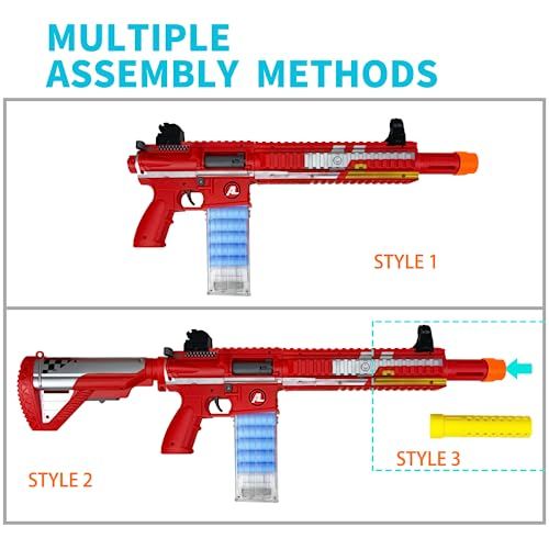 AGM MASTECH シェル投げブラスター ショットガン ダーツ ダーツクリップ 取り外し ストック 4組み立て方法 ブラスターおもちゃプレイセット 男の子 少年 大人用 レッド 彡 52928 d 63