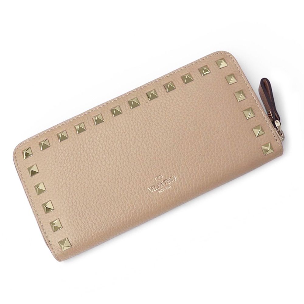 【美品】VALENTINO GARAVANI 長財布 ロックスタッズ ベージュ 美品】VALENTINO GARAVANI 長財布 ロックスタッズ ベージュ VALENTINO