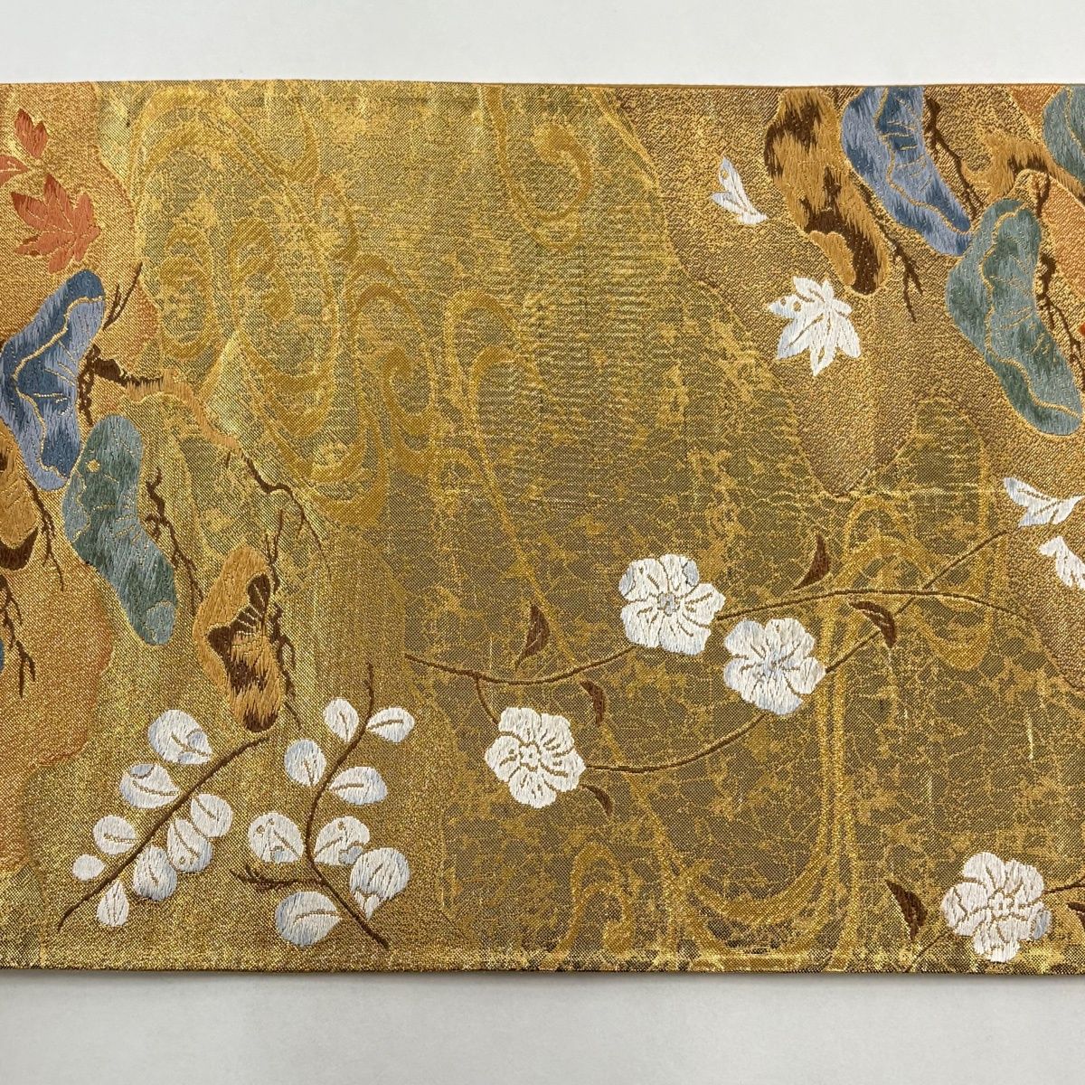 美品】袋帯 蘇州刺繍 松の木松ぼっくり 金箔地 六通 柔らかめ 【公式通販】