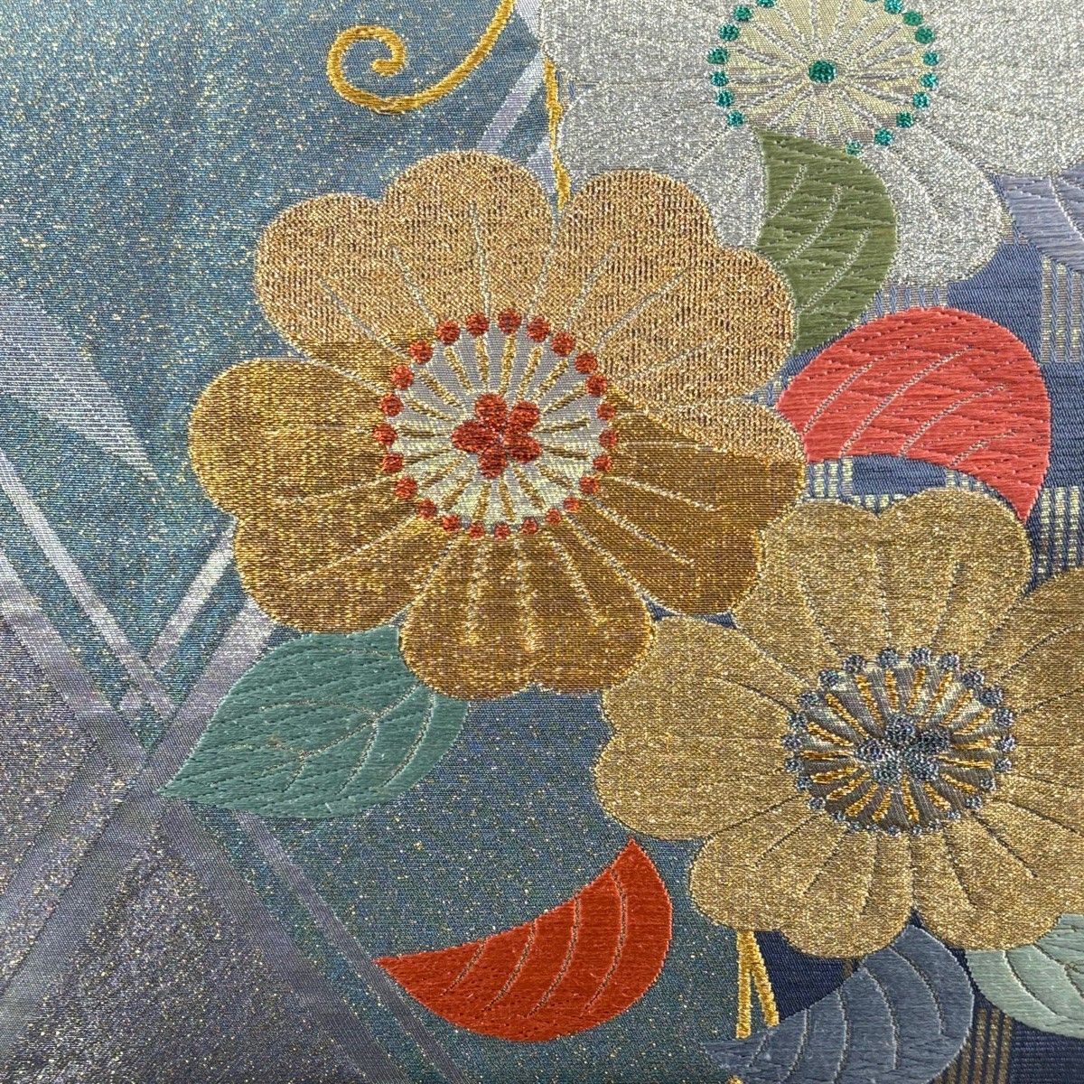 袋帯 秀品 金糸 30%OFF 紫 青紫 袋帯 美品 秀品 桜 若松 金糸