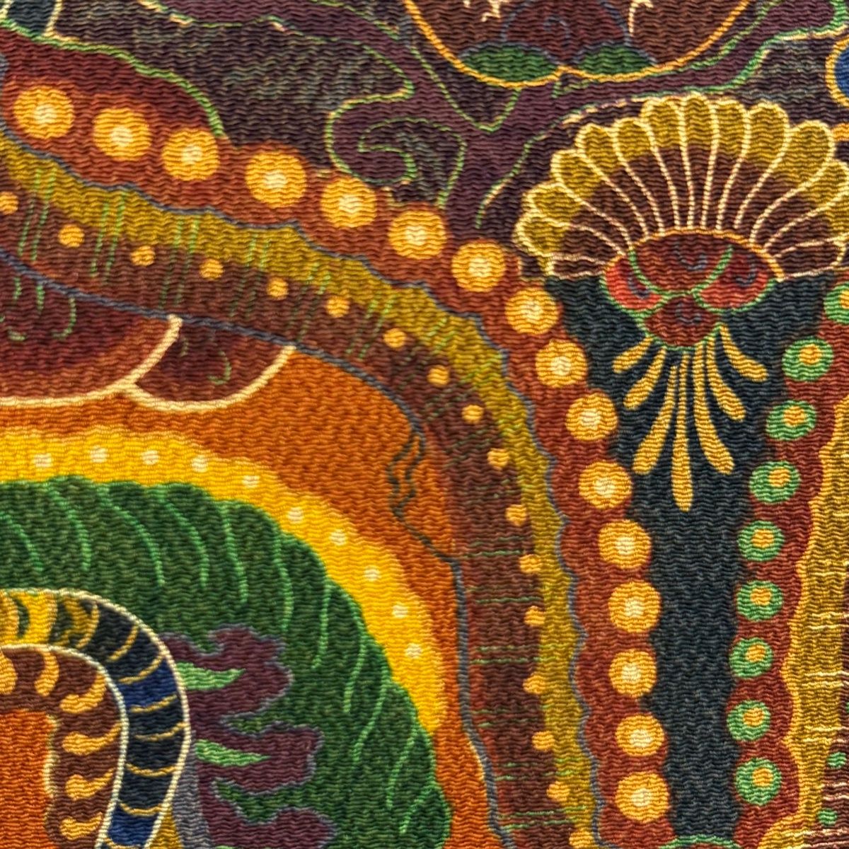 名古屋帯 名品 山岡古都 落款 関西仕立て 草花 鳥 縮緬 赤茶 正絹