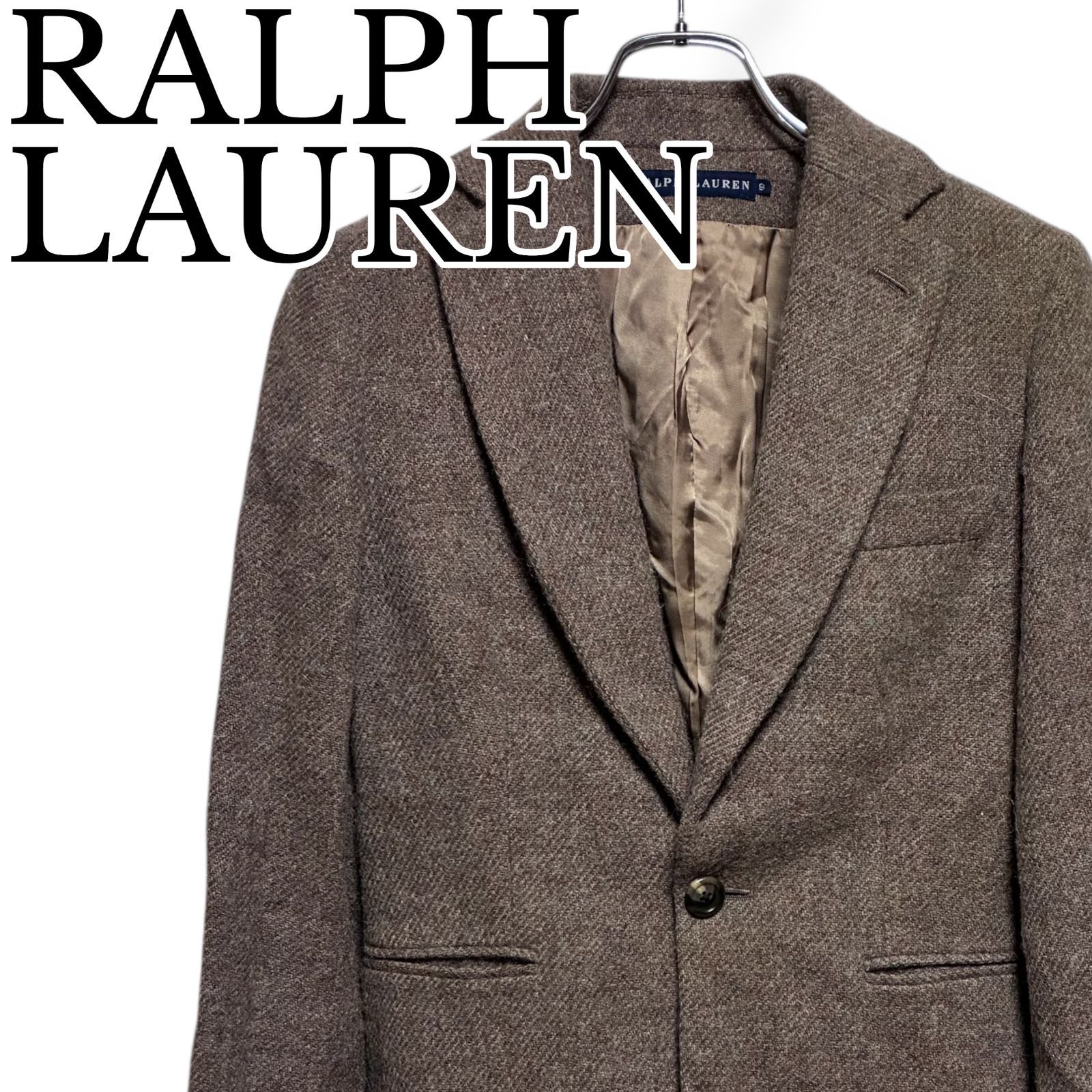 【ラルフローレン】ツイードジャケット ウールアルパカ ブラウン RALPH LAUREN ラルフローレン ツイード テーラードジャケット 9号 S