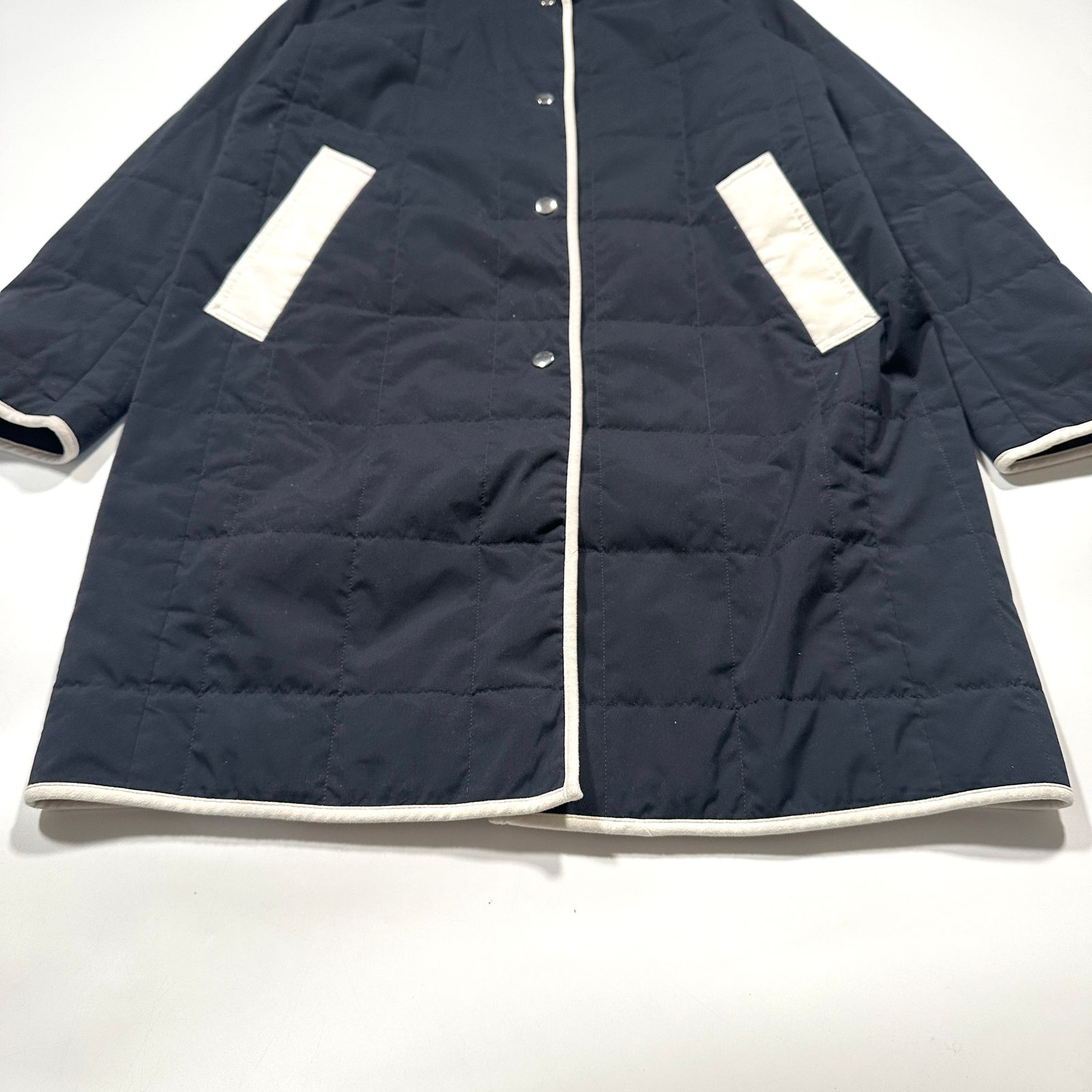 Aquascutum アクアスキュータム フード付きキルティングロングコート S 