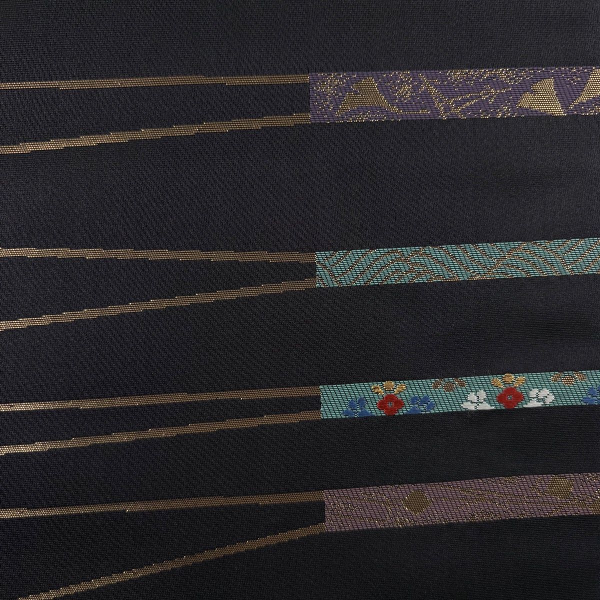 美品】 小紋 身丈160cm 裄丈64cm M 袷 斉藤三才 名古屋帯セット 落款