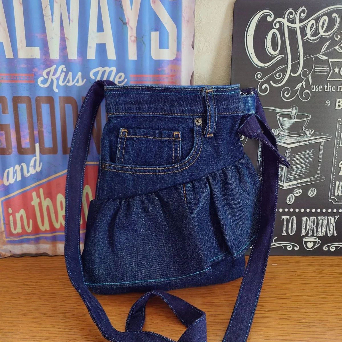 デニム リメイク フリル ウォレット ショルダー デニム リメイク フリル ウォレット ショルダー